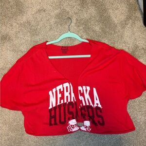 Nebraska husker cut shirt with ring on bottom